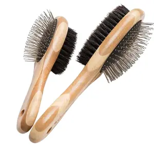 Stainless Steel Safe Dog & Cat Pet Brush Hair Remover Comb Grooming Detangling Brush Custom Blow Dryer Paddle Brush Logo US