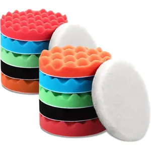 12 Pieces Buffing Polishing Pads 6 Inch Compound Buffing Sponge Pads Cutting Polishing Kit for Car Buffer Compounding and Waxing