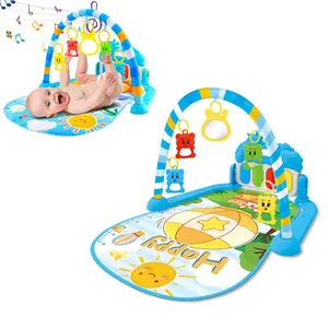 Baby Play Mat with Kick and Play Piano Gym, Funny Tummy Time Mat with Music and Lights, Baby Gyms & Playmats with 5 Infant Sensory Toys, Newborn Boy & Girl Gifts