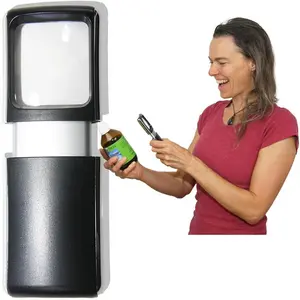 Small-Magnifying-Glass with LED-Light 3X Lighted-Pocket  -Hand Held Lighted Magnify Glasses for Close Work Reading Books  Bottles; Mini Lens for Visually Impaired A Low Vision Aid