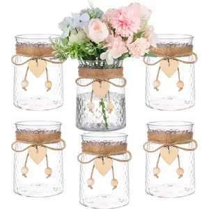 Bud Vase Set of 6 Vases Clear Plastic Small Bud Vases for Flowers Centerpieces Ribbed Vases in Bulk for Wedding Table Decorations Living Room Decorative Home Decor Housewarming Gifts