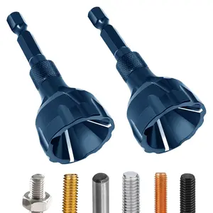 Tungsten Carbide Deburring External Chamfer Tool 1/8"-3/4"(3mm-20mm), Deburring Chamfering Drill Bit for Metal, Bolt Thread Repair with Quick Release Hex Shank