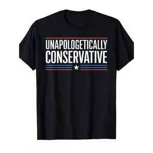 funny shirt Men's Unapologetically Conservative T-Shirt - Heavyweight 180gsm American Flag Political Slogan Tee, Casual Round Neck Short Sleeve Shirt for Conservative Activists & Right-Wing Messaging Apparel