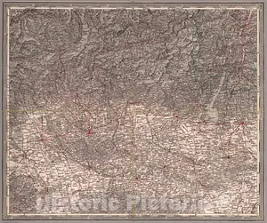 Upper Italy - Milan, 1840 - Historical Topographic Map Print