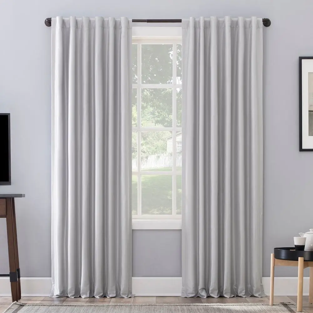 Sun Zero 2pc 50"x108" Evelina 100% Blackout Faux Dupioni Silk Thermal Extreme Back Tab Curtain Panels