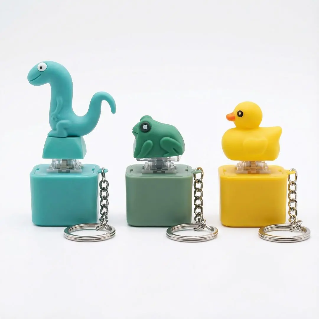 Kids' 3-Piece Realistic Animal Keychain Set - Animal Character Figurine, Colorful Light-Up, Rechargeable LED Glow, Realistic Sound Button, Lizard/Frog/Duck Shapes, Fashion Accessory, Realistic Animal Keychains, Animal Character Keychains