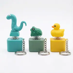 annoyingly  fun  toy Rechargeable LED Light & Realistic Sound Animal Button Keychain Lizard Frog Duck Fun Stress Relief Gift for Kids and Adults