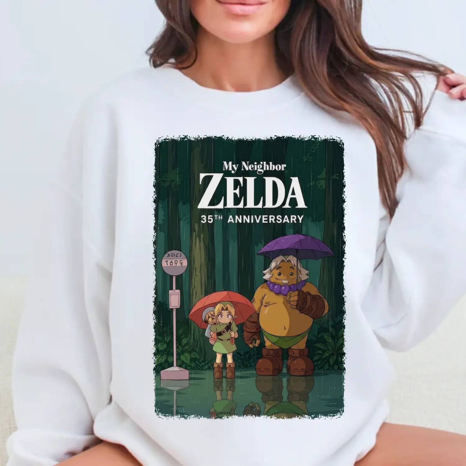My Neighbor Zelda Tshirt, Zelda x Totoro Inspired Sweatshirt Hoodie, Fantasy Adventure Gamer Gift, Cozy Anime Style Hoodie, Retro Gaming Tee