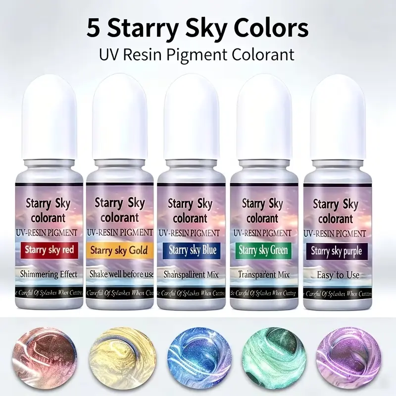 5Pcs Starry Night 5-Color UV Resin Pigment Set, Starry Sky Epoxy Resin and Craft Coloring Pigments, DIY Jewelry Accessories