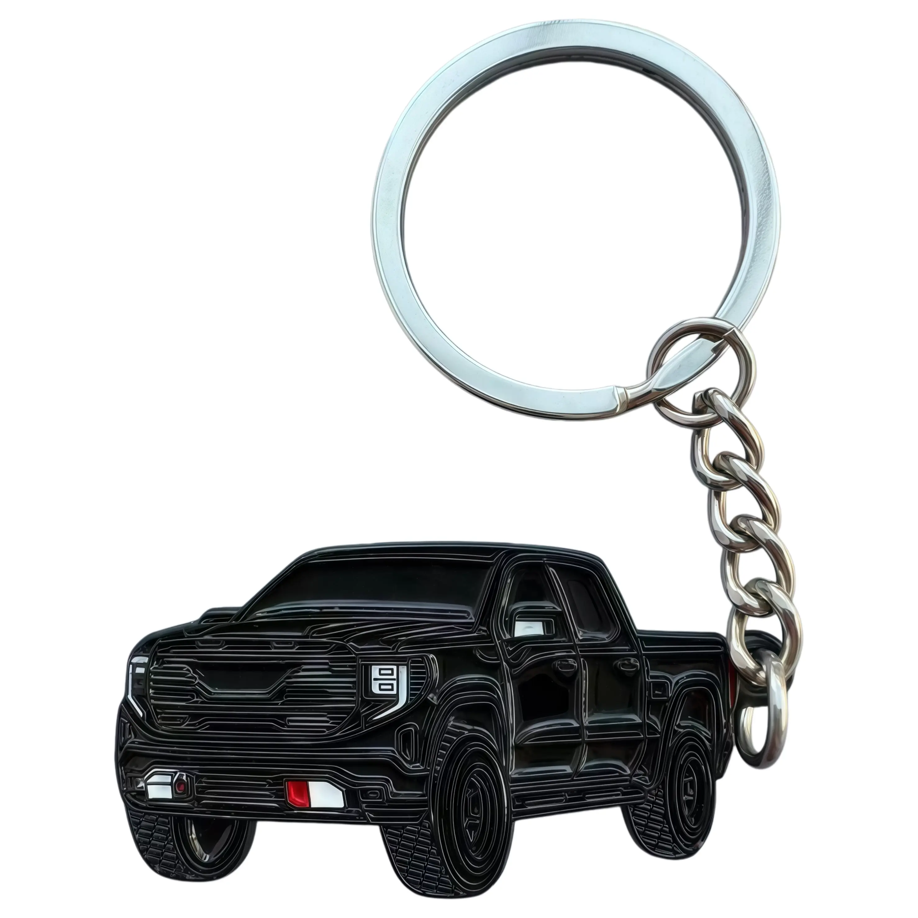 Premium Double-Sided Metal Keychain for GMC Sierra 1500 AT4 Denali 2025-2022 Fob, Pickup Shape Truck Form, Scratch-Resistant Enamel Craft, Compact Portable, Happy Birthday Gift for Truck Enthusiasts, Car Interior Decoration Accessory for Everyday Use