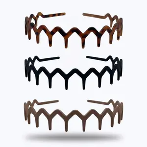 3 pcs Zig Zag Headbands for Women – Fashion Accessories for Slicked Back Styles - Comfortable Wavy Headbands | Comb Headband with Teeth | Ideal Gifts for Women - Neutral
