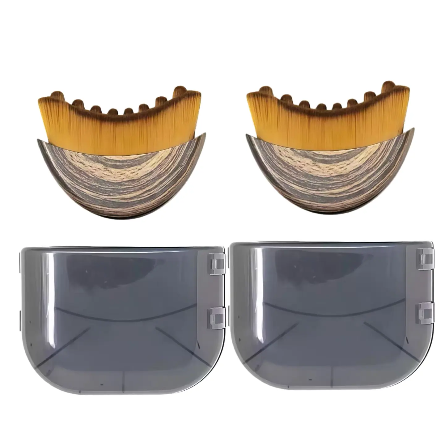 2 Piece Lymphatic Drainage Facial Brush Set Silicone, Self Care Tool, Jawline and Chin Shaping Dry Brush Massager, Relieves Face Fatigue, Ergonomic Design, Includes Storage Box, Facial Care Tools