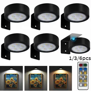 Wireless Magnetic LED Picture Light, Adjustable, Dimmable Lamp with Timer and Adjustable Lighting Modes, Battery-Powered Wall-Mount Display Light for Home Decor