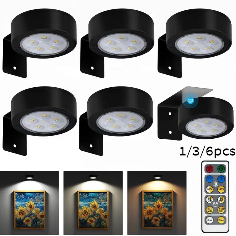 Wireless Magnetic LED Picture Light, Adjustable, Dimmable Lamp with Adjustable Brightness, Timer and Adjustable Lighting Modes, Battery-Powered Wall-Mount Display Light for Home Decor, Decoration Lamp, Dimmable Lights, Led Mood Light