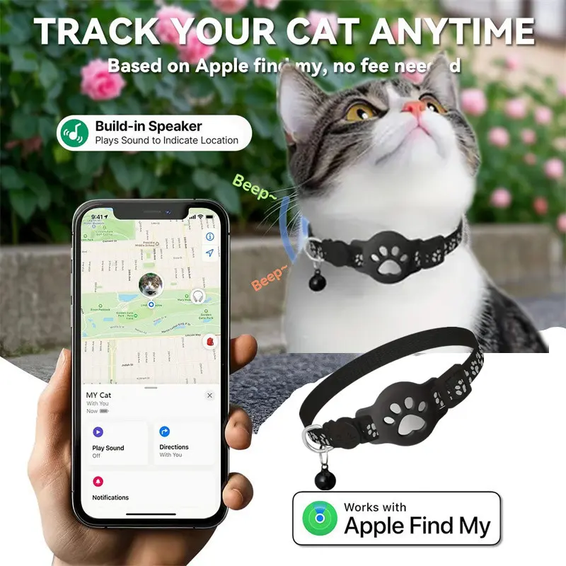 Pet GPS Tracker Collar Works with Apple Find My | Real-Time Location Waterproof Reflective Safety for Dogs Cats Pet GPS Tracker Collar Works with Apple Find My | Real-Time Location Waterproof Reflective Safety for Dogs Cats