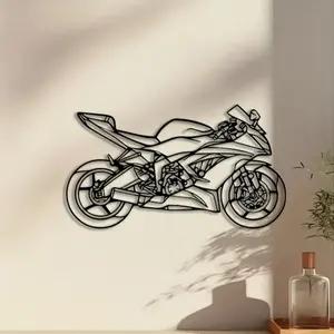 1pc Motorcycle Metal Wall Art, Motorcycle Statue Mural, Perfect for Garage Wall, Father's Day Decor, Ideal Gift for Bikers, Powder-Coated Metal, Artistic Decoration, Modern home decor