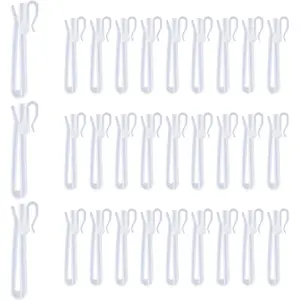 Plastic Curtain Hooks, Adjustable Pinch Pleat Hooks, Ratchet System Pinch Pleat Curtain Hooks for Window Curtain, Door Curtain and Shower Curtain (30PCS)