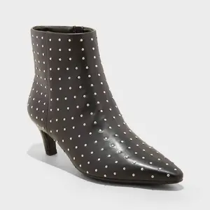 Women's Taylor Jet Studded Kitten Heel Ankle Boots with Memory Foam Insole - Universal Thread Black 5.5