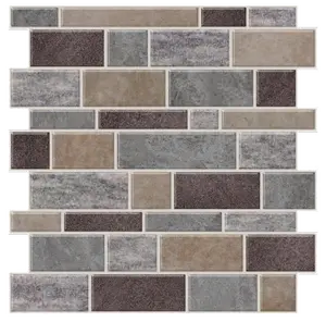 Natural and Gray Mosaic Peel and Stick Wallpaper Tiles - 24 Pack