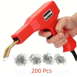 Car Plastic Welder, Vehicle Plastic Bumper Crack Repair Welder Gun Kit, 200PCS 4 Types Portable Automotive Hot Welding Staplers, Universal for SUV RV Truck