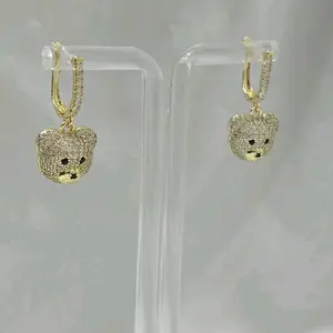 Bear Head Earrings with Circonias Laminado 14