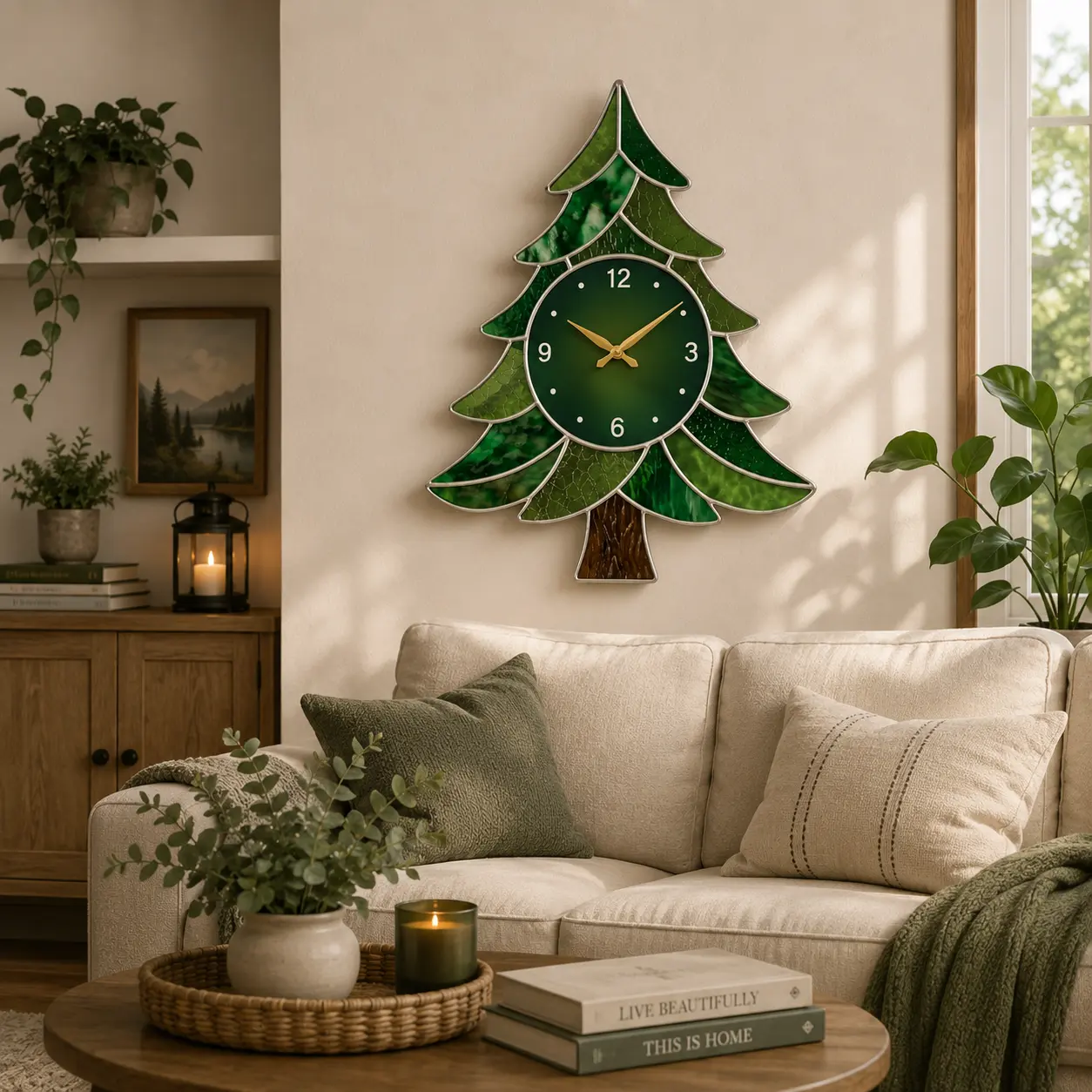 CraftNameSign Christmas Tree Wall Clock, Evergreen Tree Clock, Silent Quartz Wall Clock, Rustic Farmhouse Decor, Christmas Wall Decor, Holiday Home Decoration