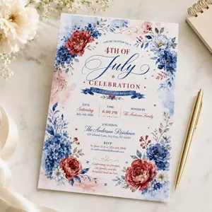 30pcs Personalized America’s 250th Anniversary Invitation Cards - 5.3"x8"/5x7, 4th of July 2026 Party Use, Kraft Brown, Personalized Message, Free Standard Shipping, Office Stationery Card Stock