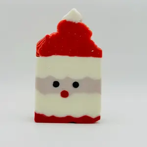 Santa Suds Candy Cane Scented Soap - Christmas Morning Shower Time Delight with Olive Oil Coconut Oil & Shea Butter - Natural Artisan Bar for Holiday Cheer