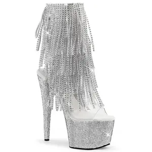 7 Inch Heel BEJEWELED-1017RSF-7 Silver Rhinestone