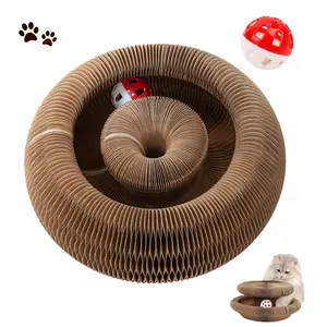 Magic Organ Cat Scratcher Board with Bell Ball, Interactive Cat Toy, Physical Exercise for Indoor Cats Toy- 1 Jingle Balls + Durable Cardboard