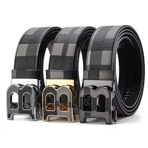 Letter Belt Men Automatic Buckle Cowhide Belt Daily surprises