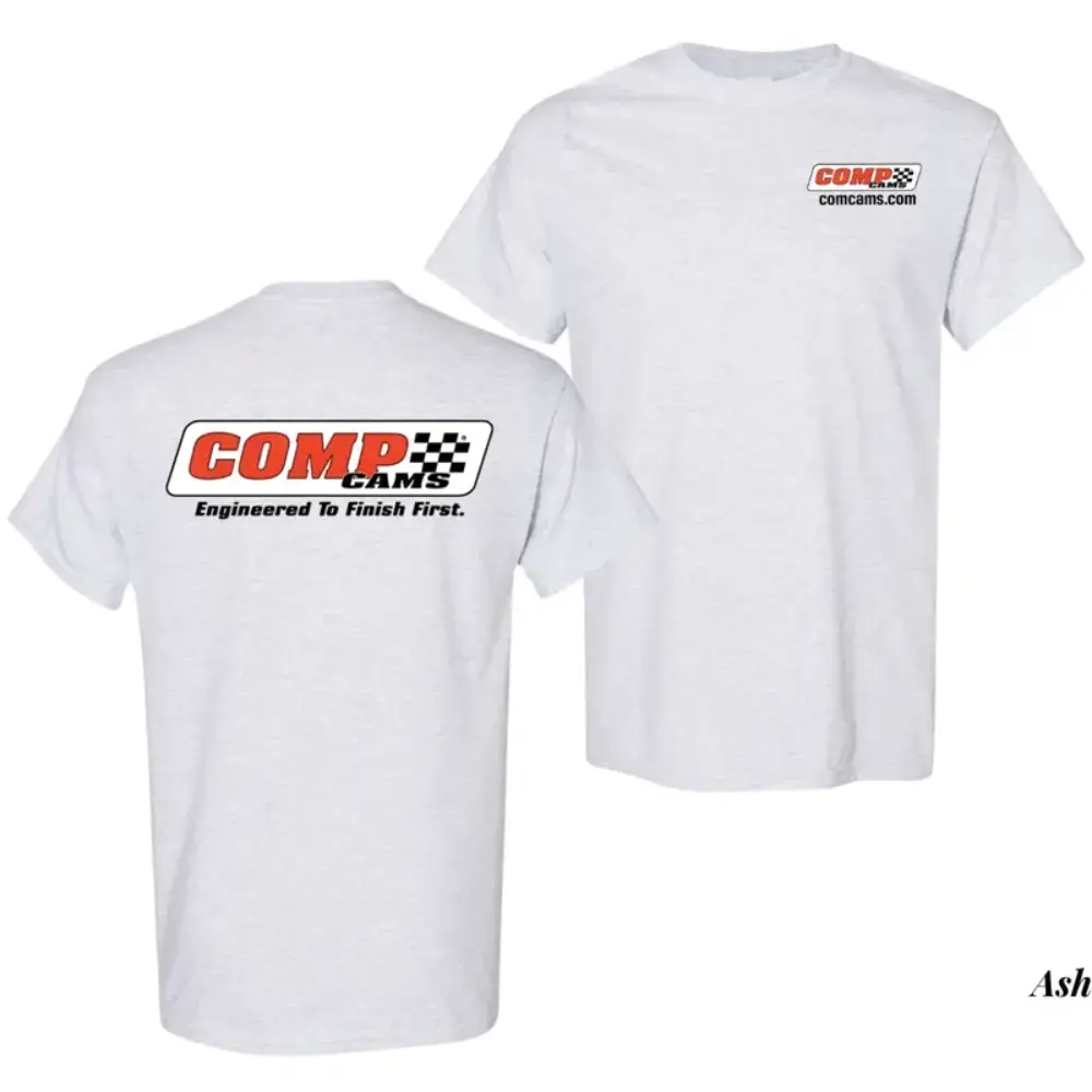 COMP Cams T-Shirt, Engineered to Finish First Graphic Design, Racing Performance Shirt for Car Enthusiasts, Gift for Car Tuners or Mechanics Retro Print Cotton Short Sleeve Tee for Men Women Streetwear