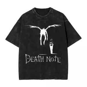 Washed Anime DEATH NOTE Yagami Light L·Lawliet MisaMisa T-shirt Men Manga 7Oversized Y2k Tshirts Cotton T Shirt Harajuku Male Tee