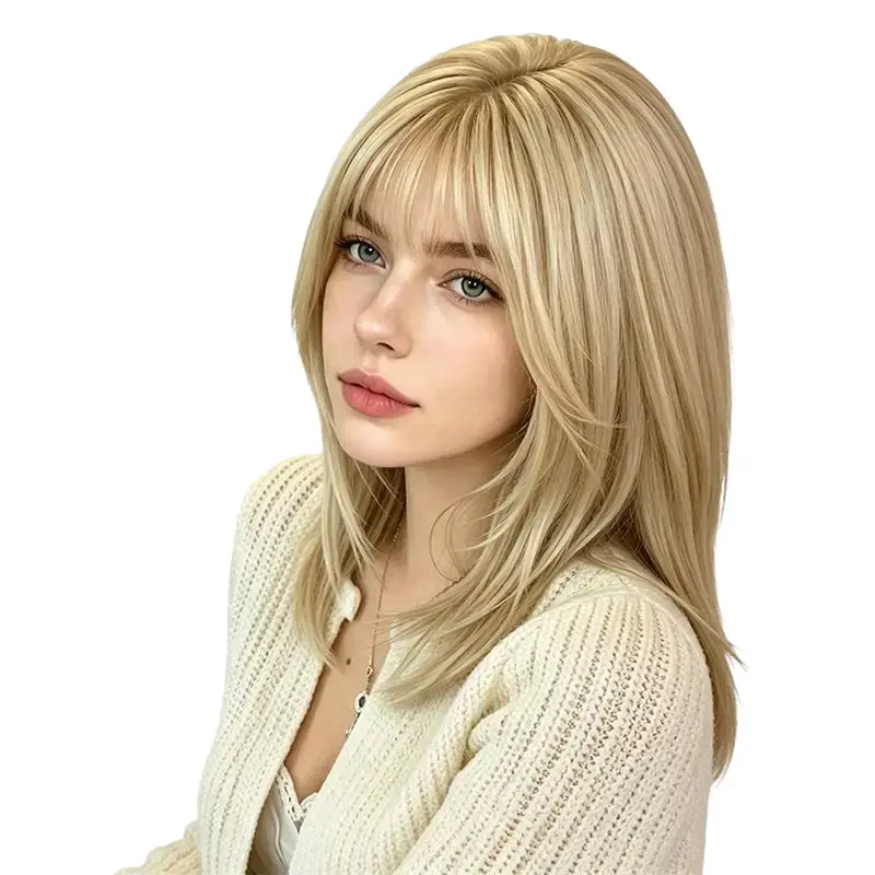 Lotfon Platinum Blonde Wig, Long Straight Heat Resistant Synthetic Hair for Women, Lightweight with Adjustable Strap, Ready to Wear & Beginner-Friendly, Wigs For Beginners, Female, Blonde Straight Synthetic Full Machine Wigs