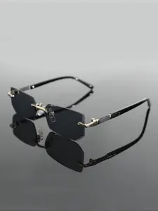 Men's Street Style Square Frame Glasses, Trendy Casual Vintage Rimless Glasses for Everyday Use, Fashion Accessories for Outdoor Activities