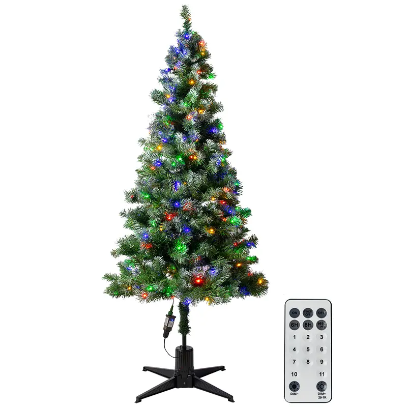 6.2ft Pre-lit Artificial Christmas Tree with 200 LED Lights 360-degree Rotating Christmas Tree w Remote Control 11 Lighting Modes Perfect Xmas Holiday Decoration