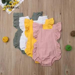 Toddler Baby Girl Sleeveless Jumpsuit Ruffle Solid Color s Romper Summer Clothes Outfit
