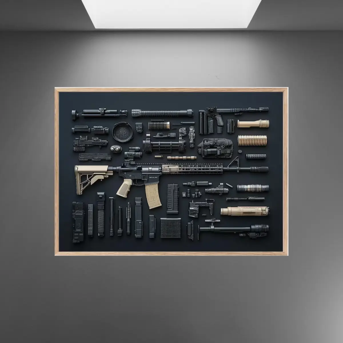 AR-15 Parts Diagram Poster, Tactical Rifle Wall Art, Gun Enthusiast Workshop Decor Print