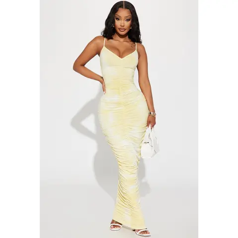 Priscilla Tie Dye Maxi Dress - Yellow