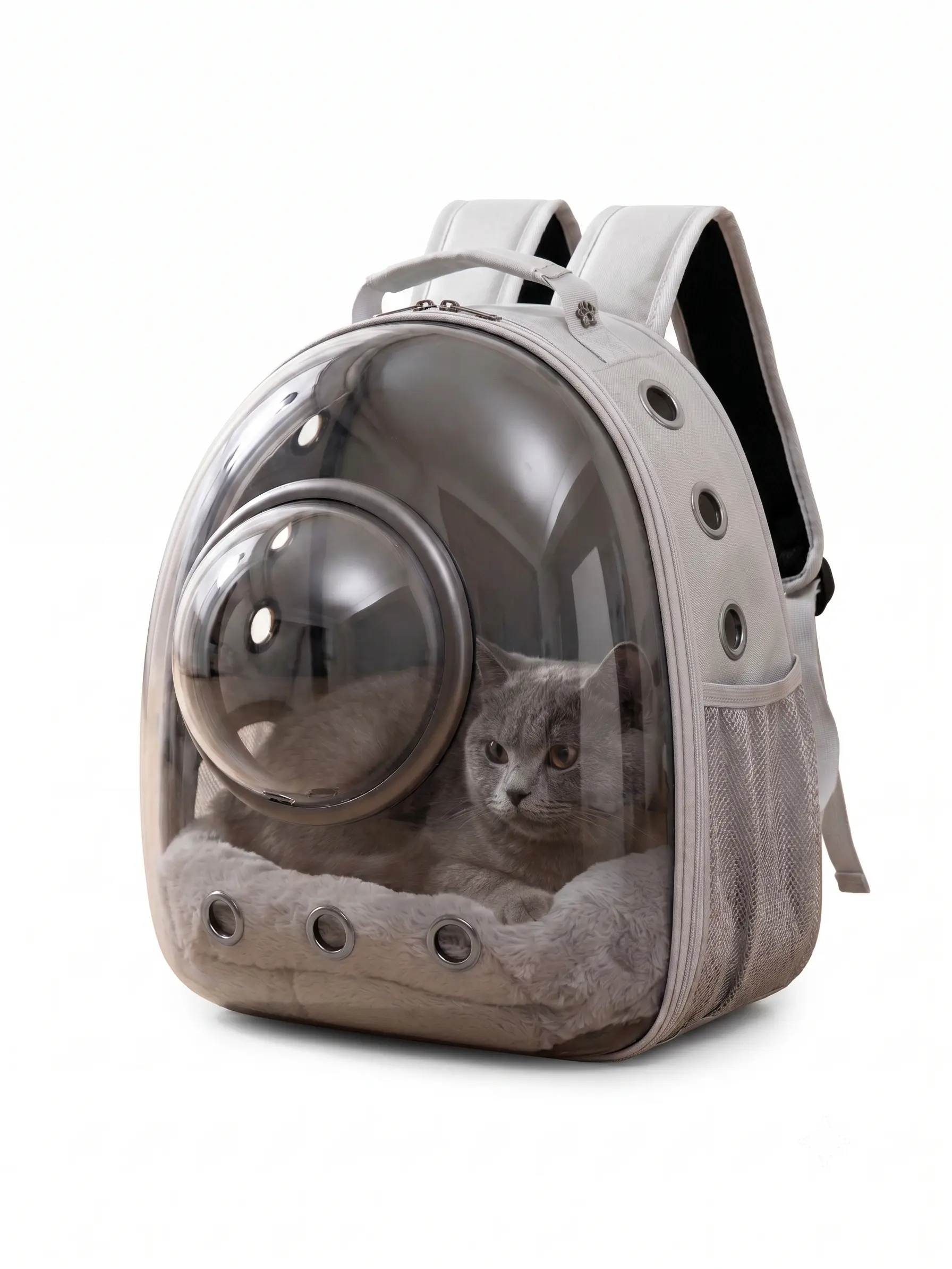 Transparent Cat Carrier Backpack, Clear Bubble Space Capsule Pet Bag, Breathable Ventilated Hard Shell Carrier for Cats and Small Dogs, Airline Approved Travel Hiking Outdoor Backpack