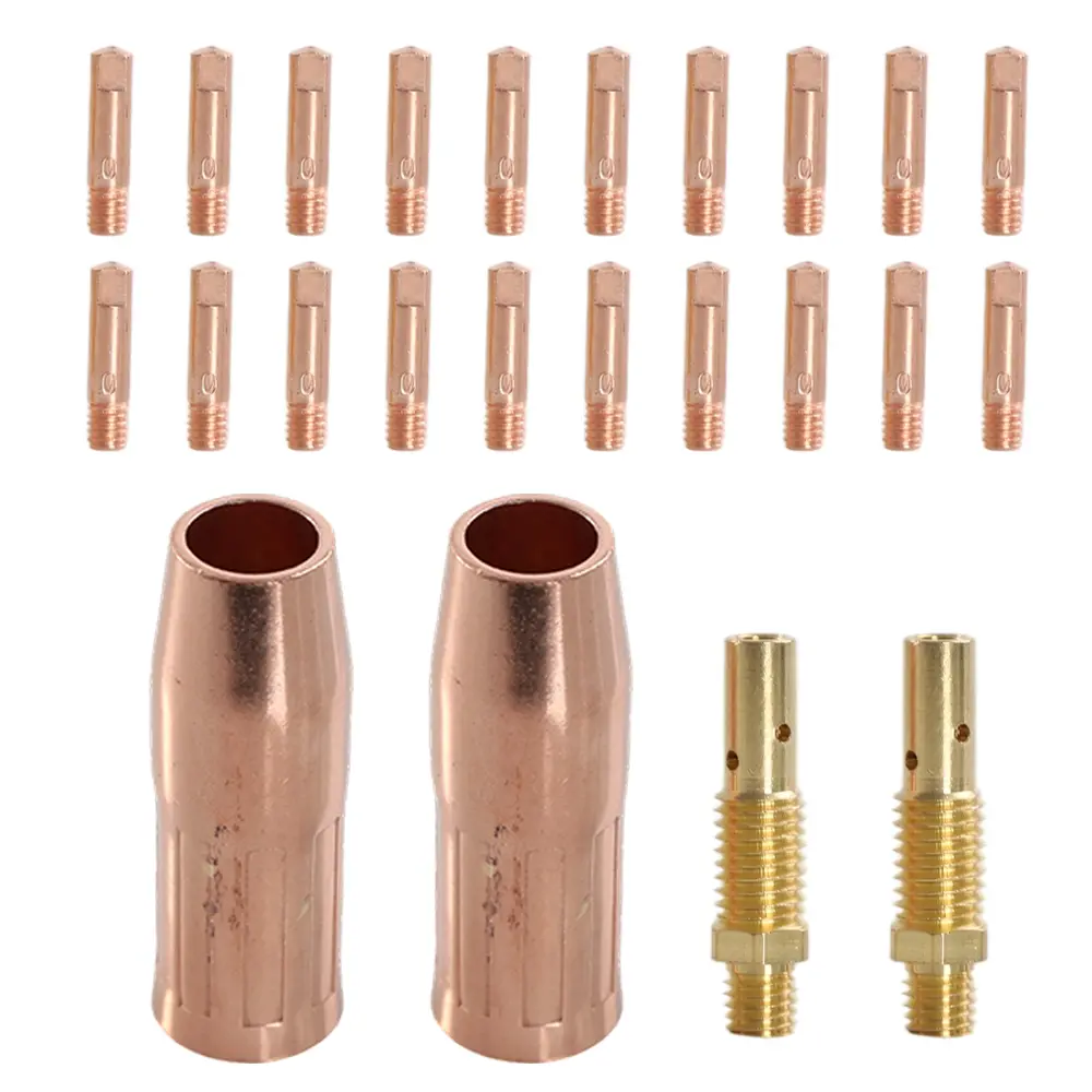 24 Pcs MIG Welding Gun Consumables Kit,Including 20 Pcs Contact Tips (M6-1.0),2 Gas Nozzles (21-50 1/2") And 2 Gas Diffusers for Lincoln Tweco 100L,Halloween Christmas Party Gifts,Tools & Hardware