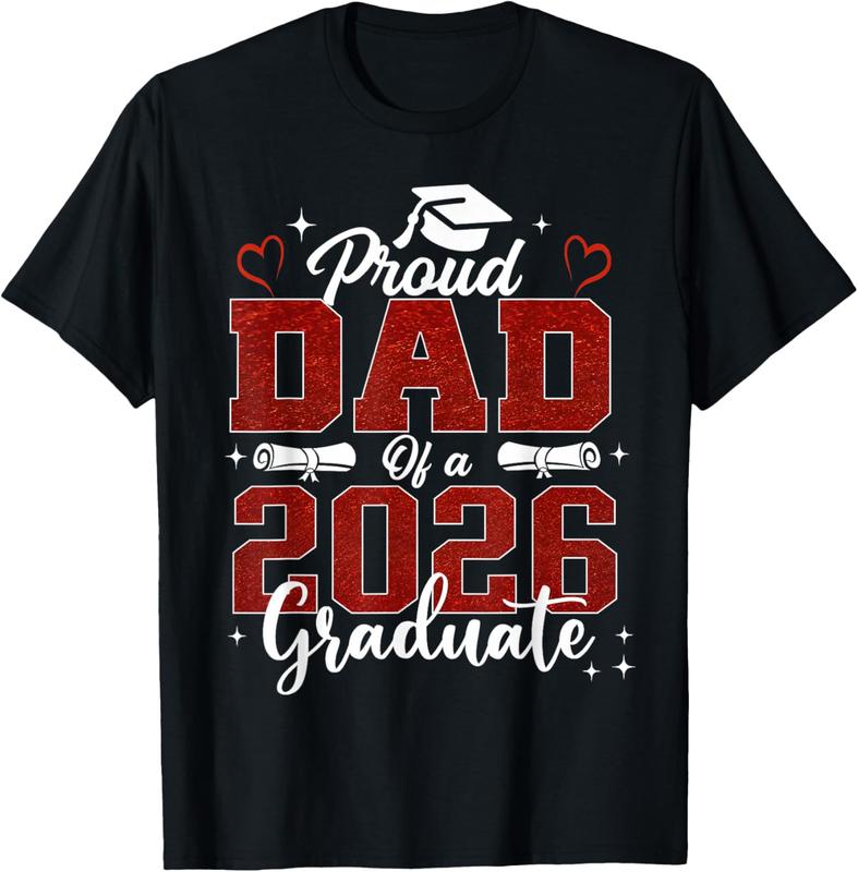 100% Cotton Senior Dad 2026 Graduation Proud Dad of a 2026 Graduate T-Shirt