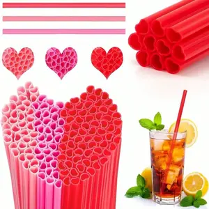 30/20/10PCS Plastic Heart Shaped Reusable Straws,Utensils,Pink, Rose Red, Red ,For Ice Coffee, Juices, And Sodas, Perfect For Birthdays, Valentine's Day, Parties,Wedding Or Anniversaries, Accessories,School Supplies 1PC