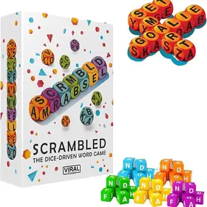 Scrambled Dice Word Game Set, Fun Family Board Game with 5 or 3 Color Dice, Unlimited Word Combinations, Easy Rules, Perfect for Kids and Adults （60pcs/36pcs）