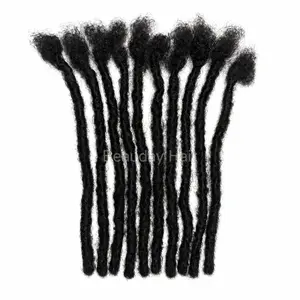Beauday 10 Strands 0.6cm100%HumanHairLoc Extensions Natural Look Soft Dreadlocks Afro Kinky Curly Ultra Soft Lightweight  No Shedding