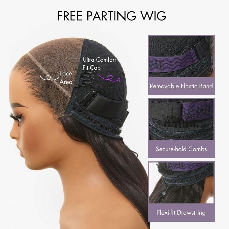 LUVME Readitress Side Braided Yaki Body Wave Glueless Ear-to-ear 13x6 Frontal HD Lace Wig Human Hair Flexi-Fit Drawstring Cap
