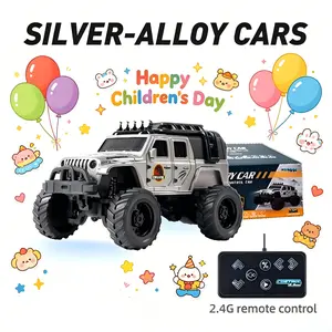 Children's Day Gift,Mini 1:64 RC Jeep Truck Toy Gift, Durable Alloy Body, LED Light Remote Control Car, 2.4GHz Control System, Speed & Steering Adjustable