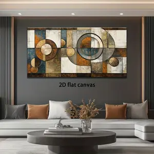 2D Flat Canvas Wall Art - 2D Abstract Circular Tapestry - Framed Abstract Painting (Solid Wood Frame) - High-Quality Modern Home Decor Suitable for Bathrooms, Living Rooms, Kitchens, Bedrooms, and Offices