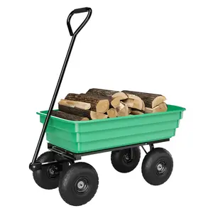 1,200 lb Heavy Duty Garden Dump Cart, 4 Cu.Ft Rust-Resistant Poly Utility Wagon with 10" All-Terrain Pneumatic Tires & Quick-Release Dumping for Yard, Lawn & Landscaping