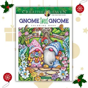 Creative Haven Gnome Sweet Gnome Coloring Book - Adult Fantasy Activity Book, Paperback with Whimsical Coloring Pages for Stress Relief